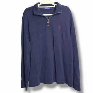Polo Ralph Lauren Mens XL Navy Blue Quarter Zip Pullover Sweatshirt Pony Logo
